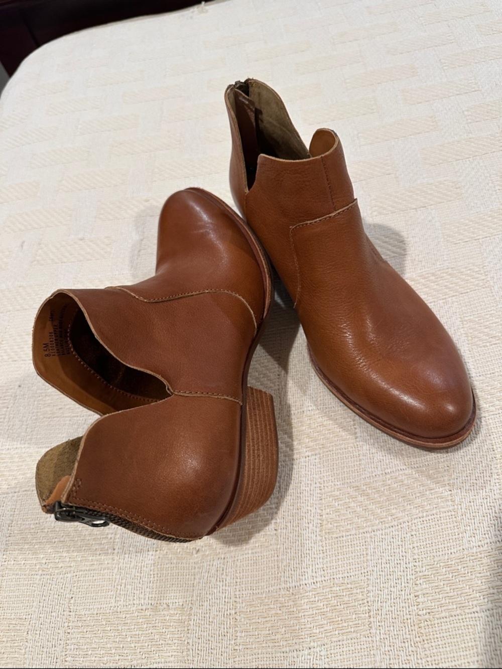 Kork-Ease Cognac/Caramel/Brown Leather Skye Bootie Ankle Boot Womens Sz 8.5M New